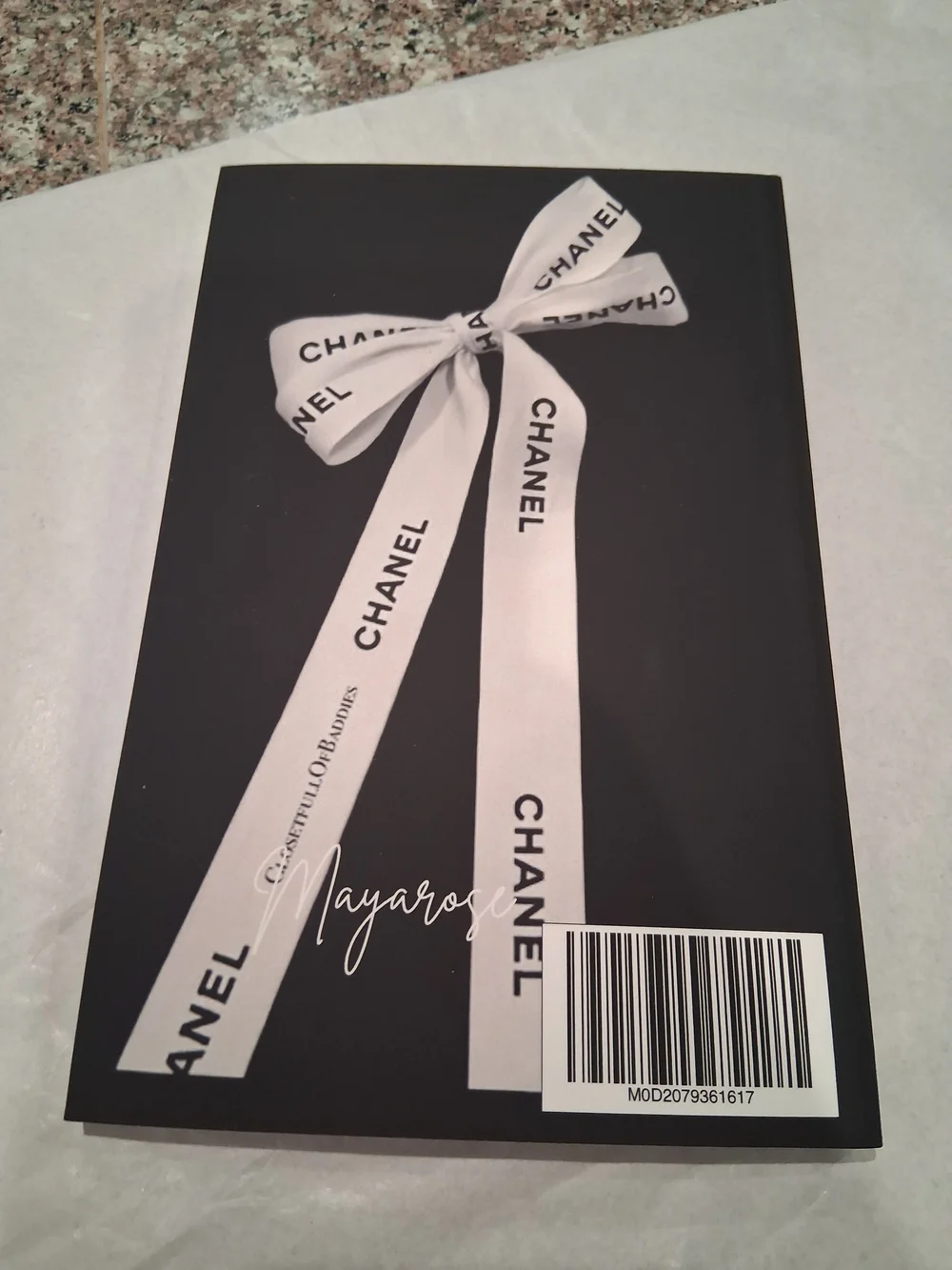Designer inspired Black Notebook with Cream Bow Logo.New